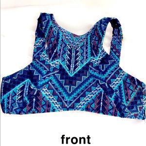 BLUE, BOHEMIAN STYLE BIKINI TOP - FULL COVERAGE !